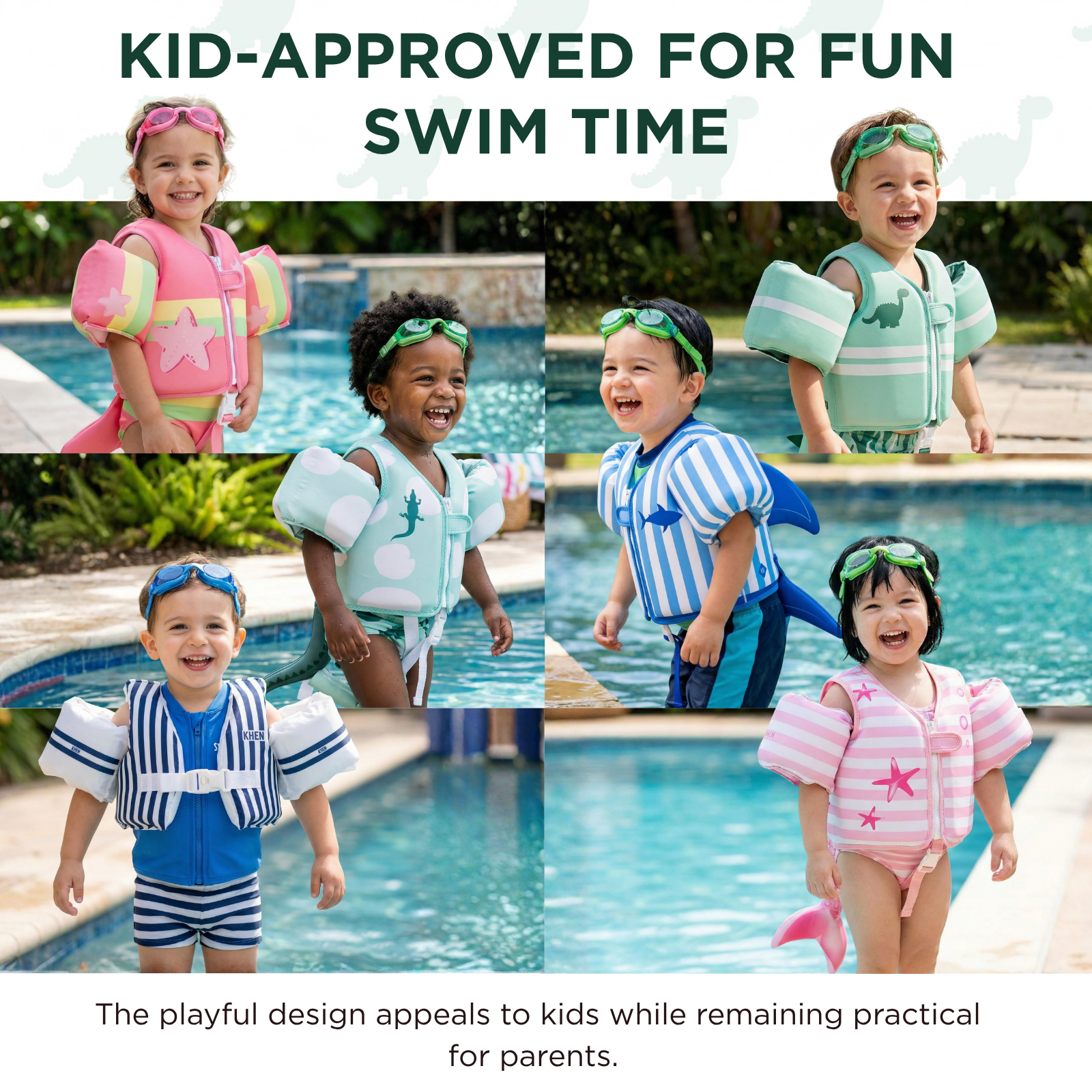 Floating Jackets with Sleeves for Bool or Beach | 1-3 Years | Dinosaur
