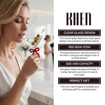 Single Clear Martini Glass with Red Bow on Stem, One Piece