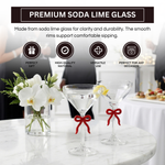Clear Martini Glass with Red Bow on Stem, Set of 2