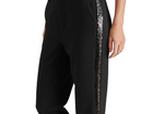Steve Madden Waverly Sequin Stripe Kick Flare Pants Black
