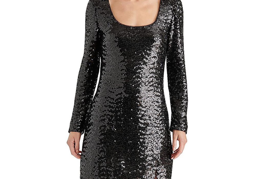 Steve Madden Charity Long Sleeve Sequin Dress Black