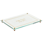 Acrylic Lucite Challah Bread Cutting Board, Gold & White