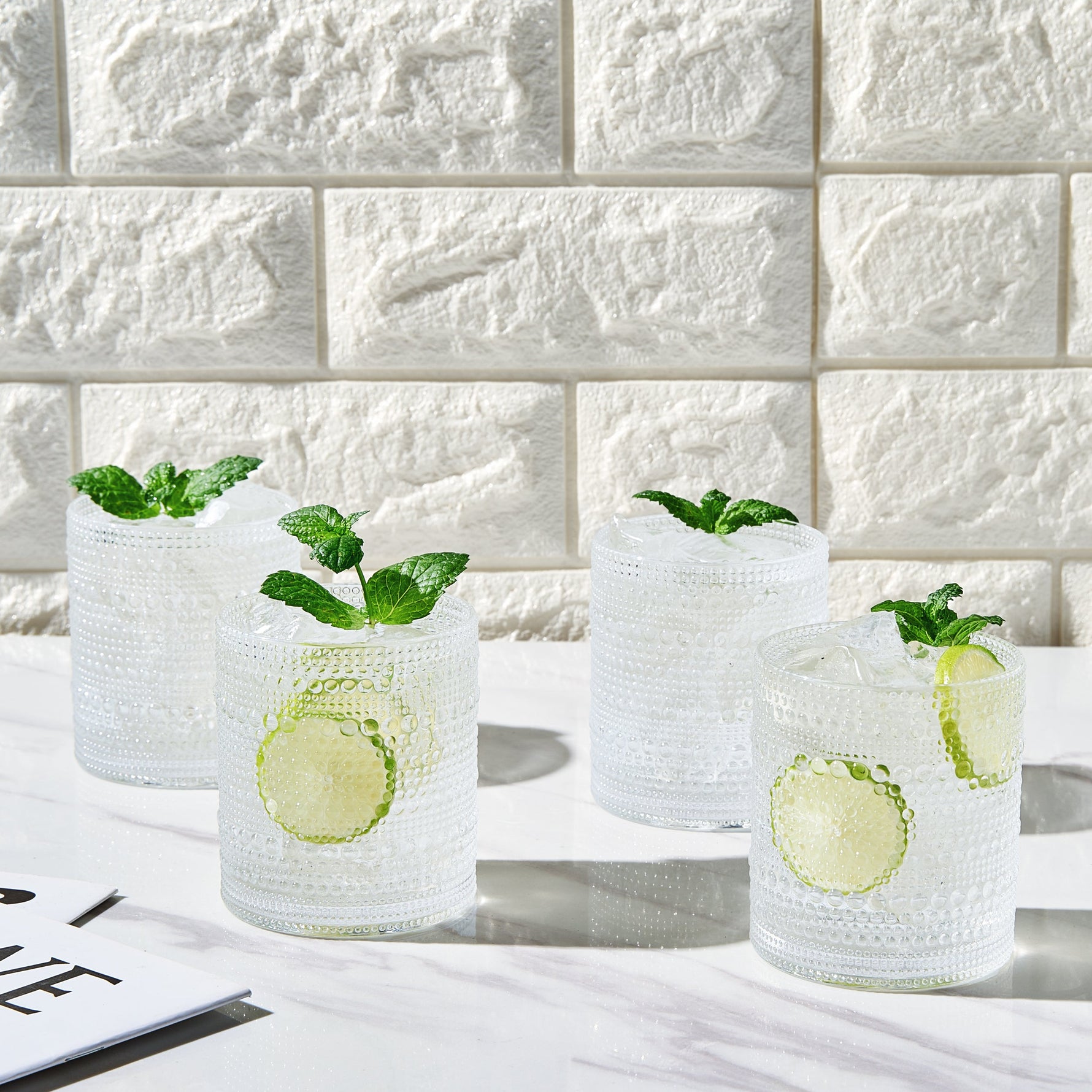 Barcelona Acrylic Hobnail Lowball Whiskey Glassware, Set of 4