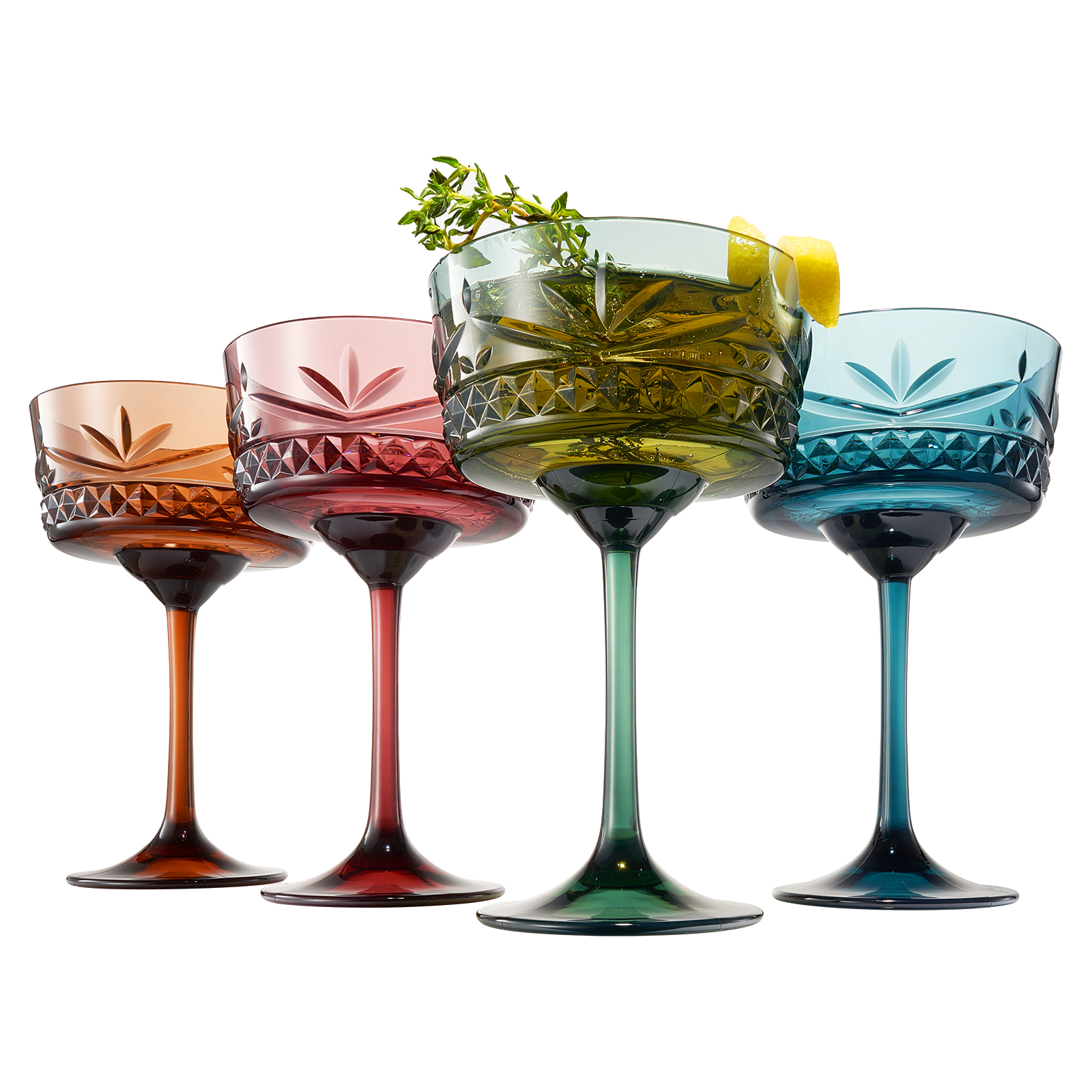 Onix Acrylic Crystal Champagne Coupe, Cocktail Glassware, Set of 4