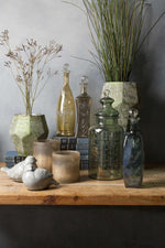 Stewartville Green Etched Glass Jar - Clearance