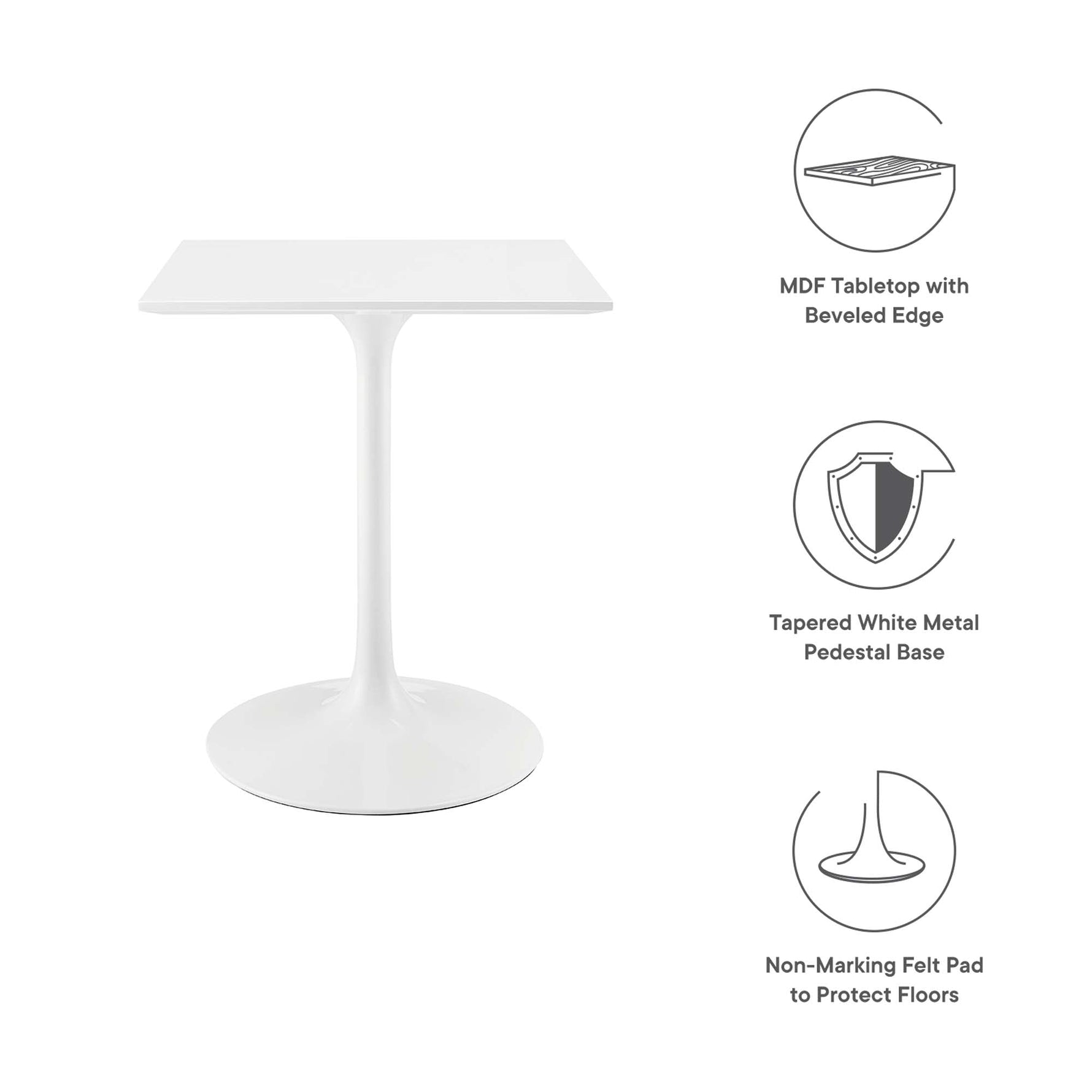 Lippa 24" Square Wood Dining Table by Modway