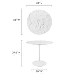 Lippa 36" Round Faux Marble Dining Table by Modway
