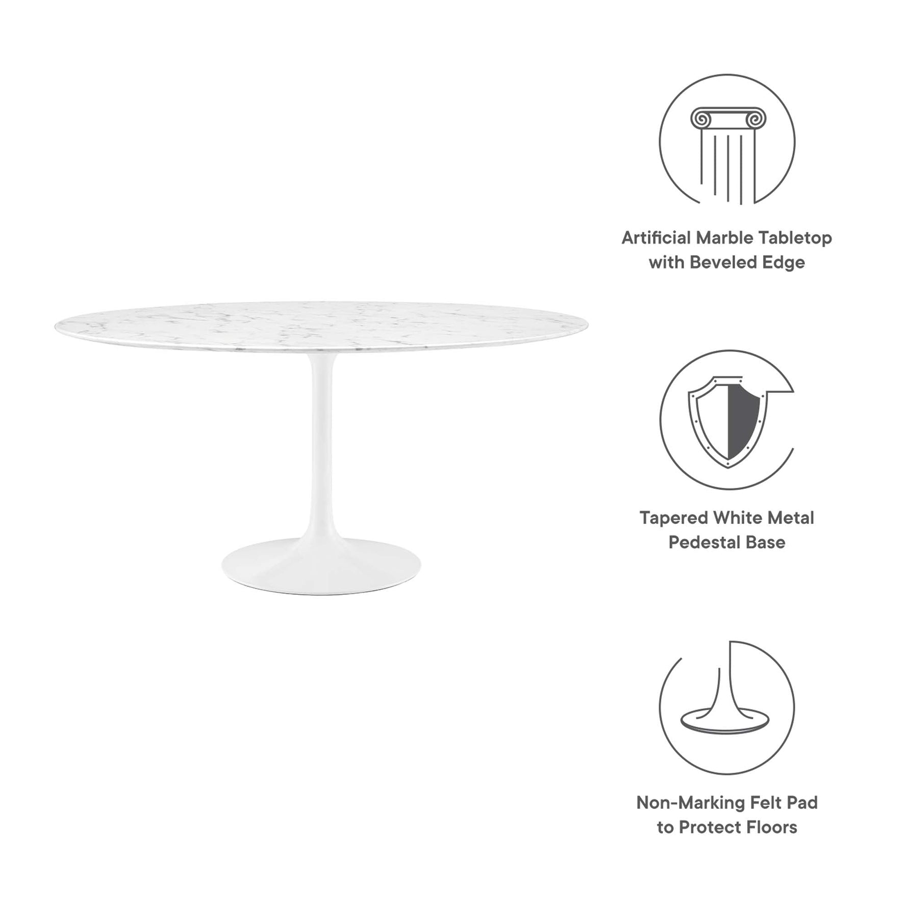 Lippa 60" Round Faux Marble Dining Table by Modway