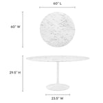 Lippa 60" Round Faux Marble Dining Table by Modway