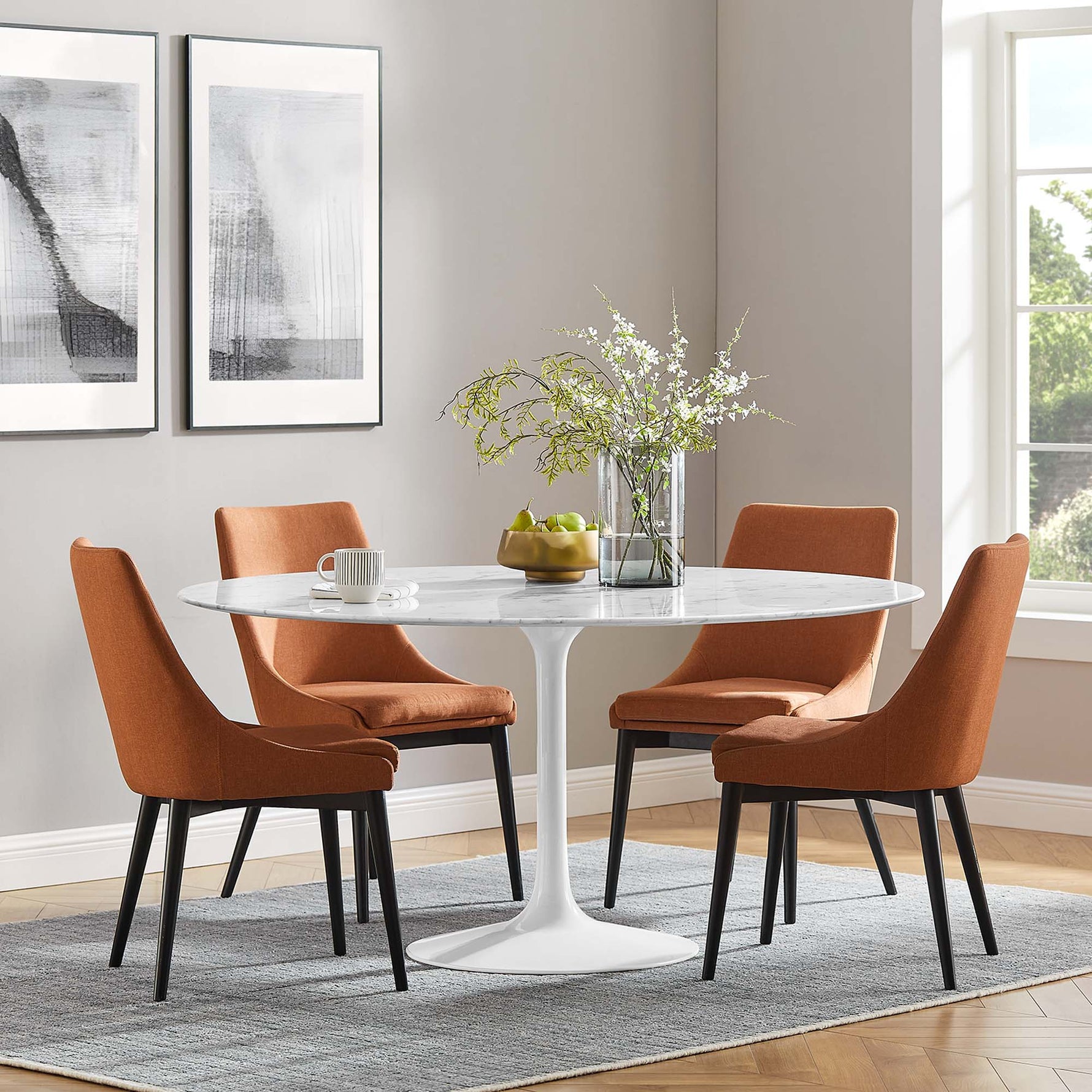 Lippa 60" Round Faux Marble Dining Table by Modway