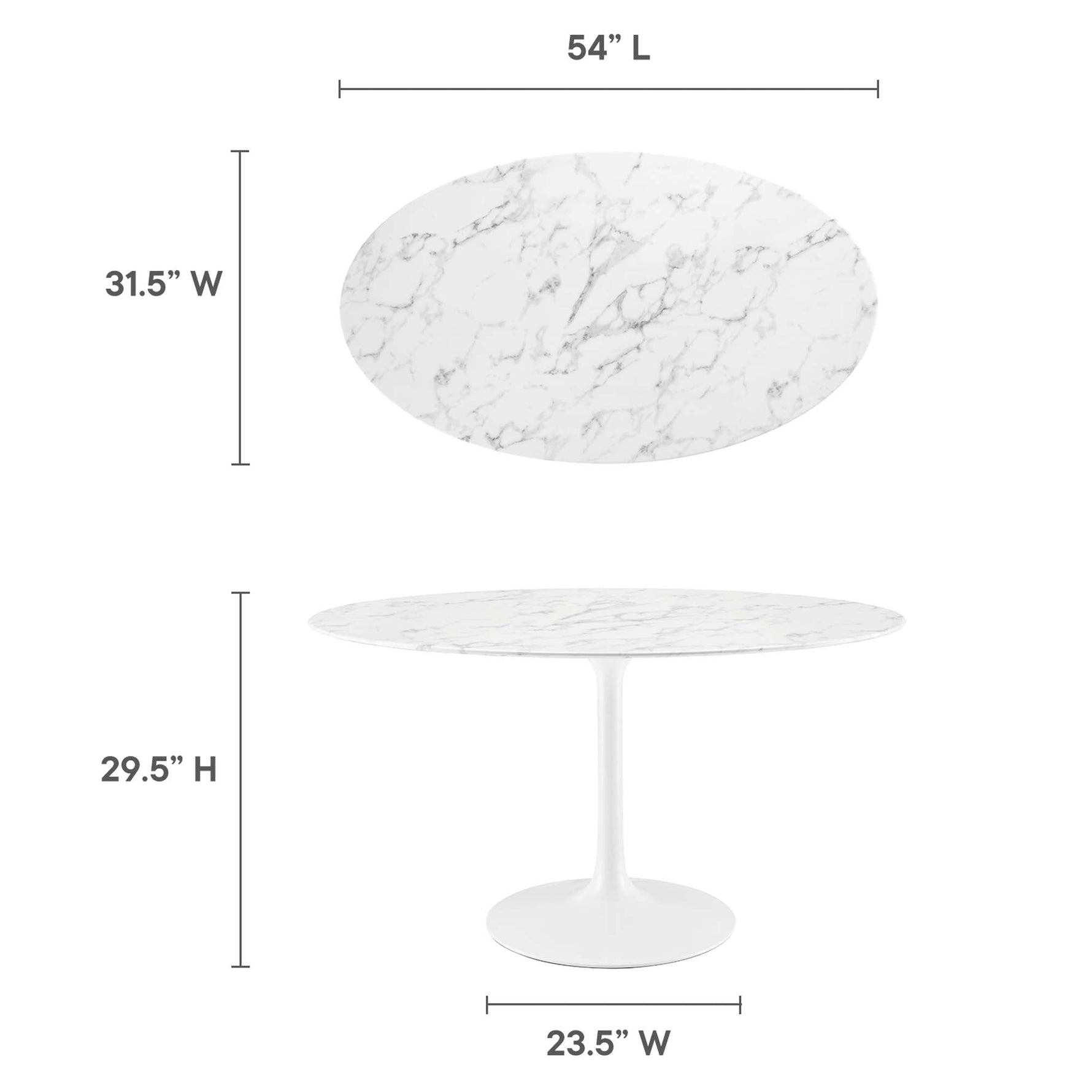 Lippa 54" Oval Faux Marble Dining Table by Modway