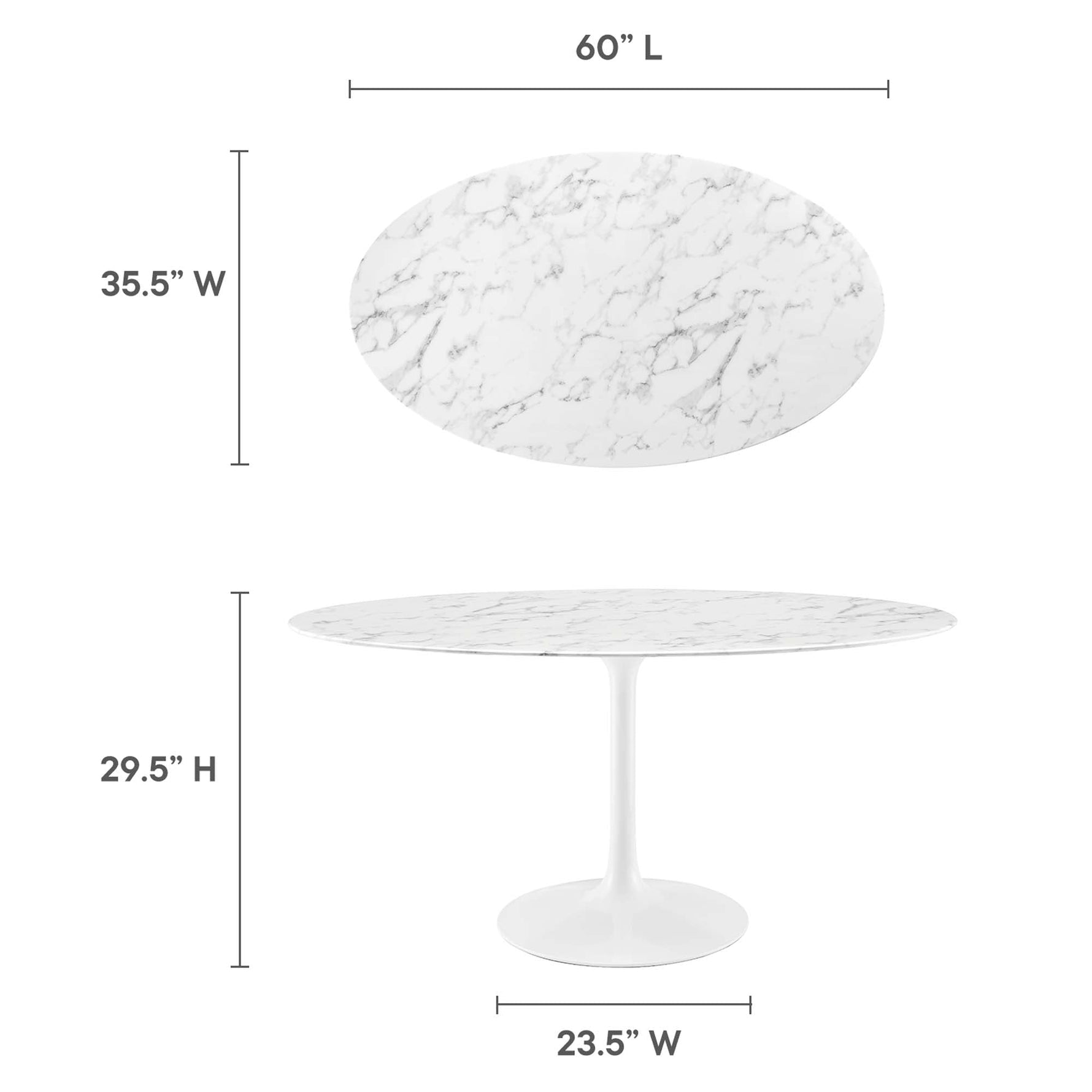 Lippa 60" Oval Faux Marble Dining Table by Modway