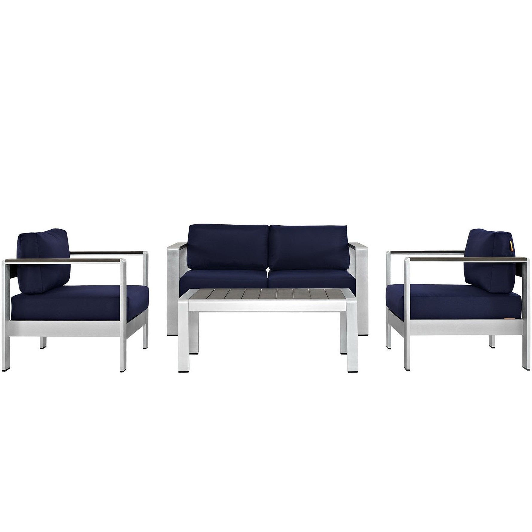 Shore 4 Piece Outdoor Patio Aluminum Sectional Sofa Set by Modway