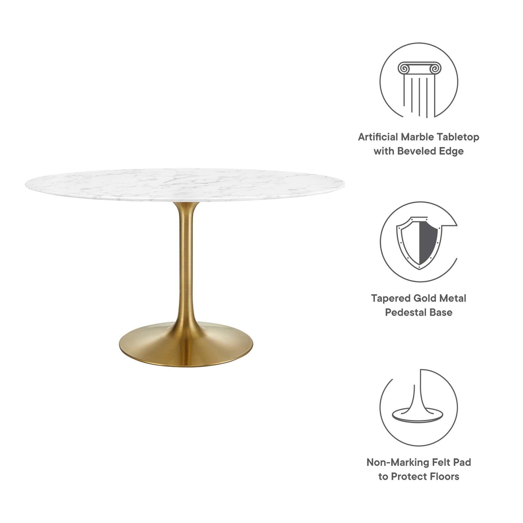 Lippa 54" Oval Faux Marble Dining Table by Modway