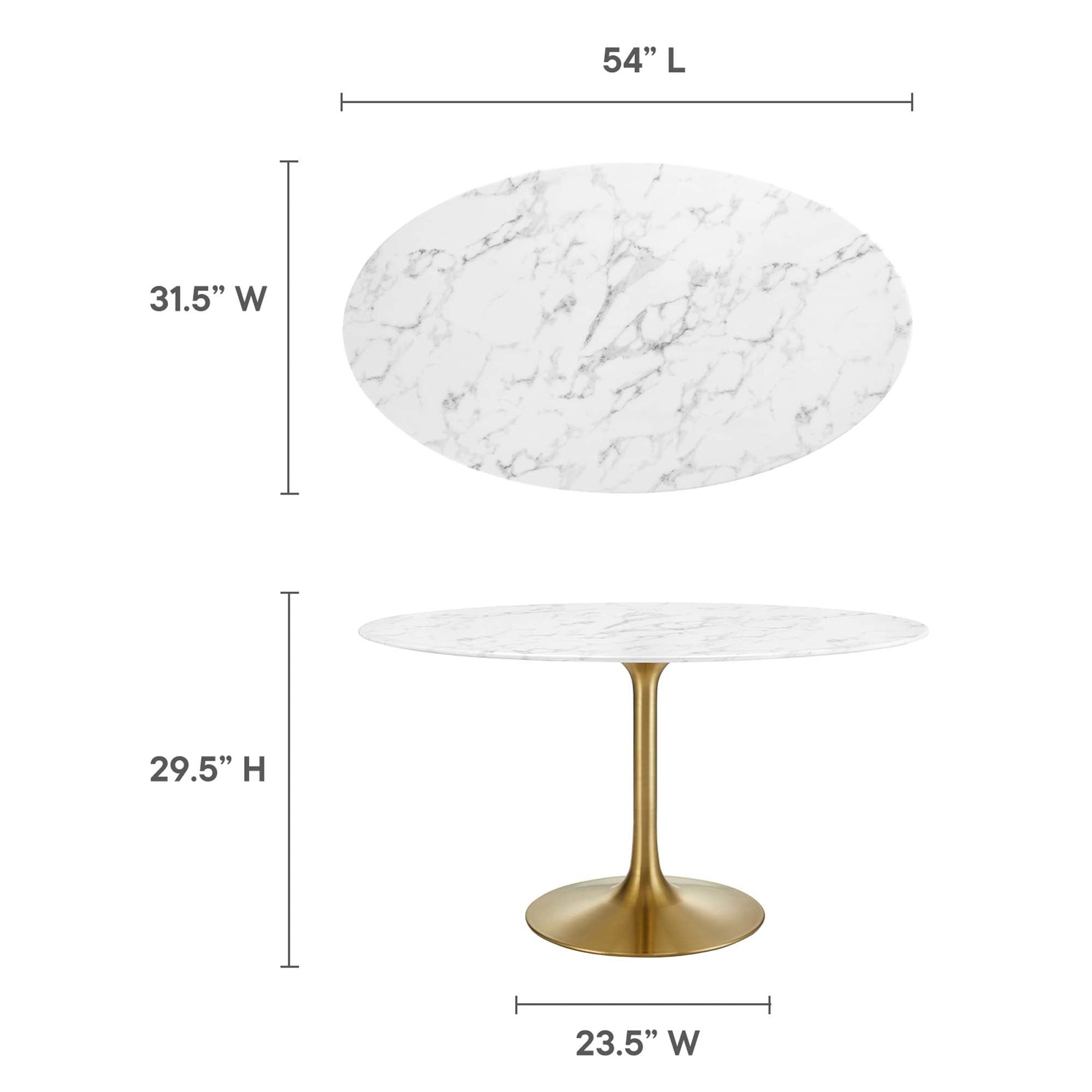 Lippa 54" Oval Faux Marble Dining Table by Modway