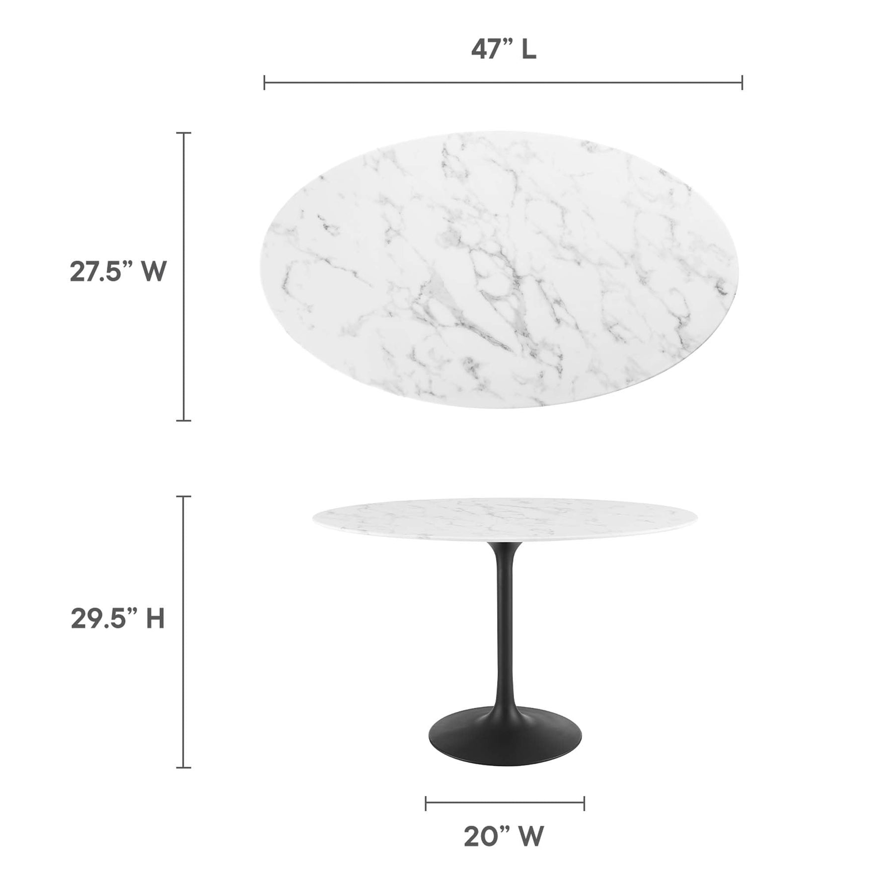 Lippa 48" Oval Faux Marble Dining Table by Modway