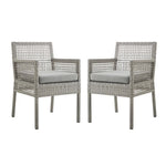 Aura Outdoor Patio Wicker Rattan Dining Armchair Set of 2