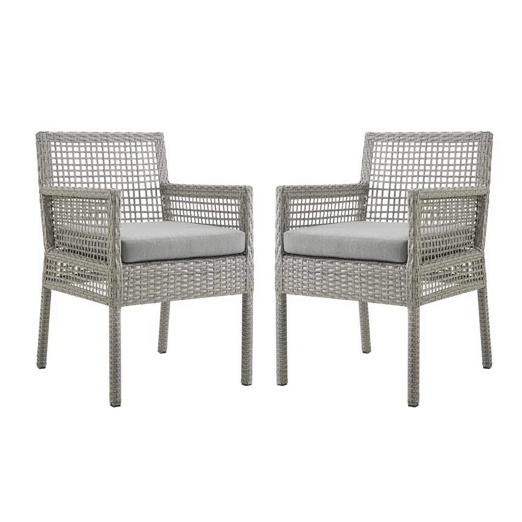Aura Outdoor Patio Wicker Rattan Dining Armchair Set of 2