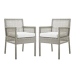 Aura Outdoor Patio Wicker Rattan Dining Armchair Set of 2
