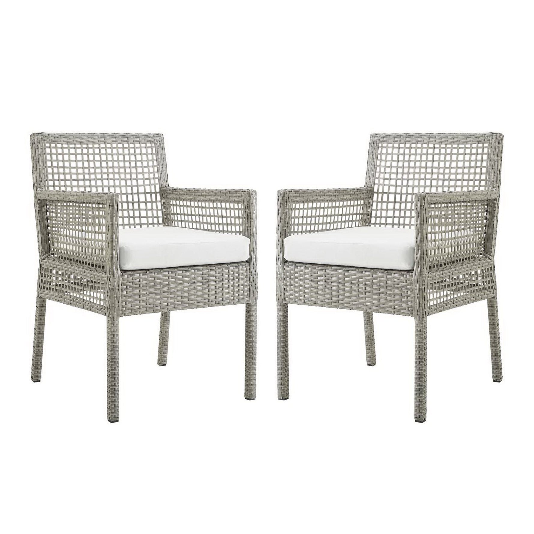 Aura Outdoor Patio Wicker Rattan Dining Armchair Set of 2