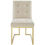 Privy Gold Stainless Steel Upholstered Fabric Dining Accent Chair
