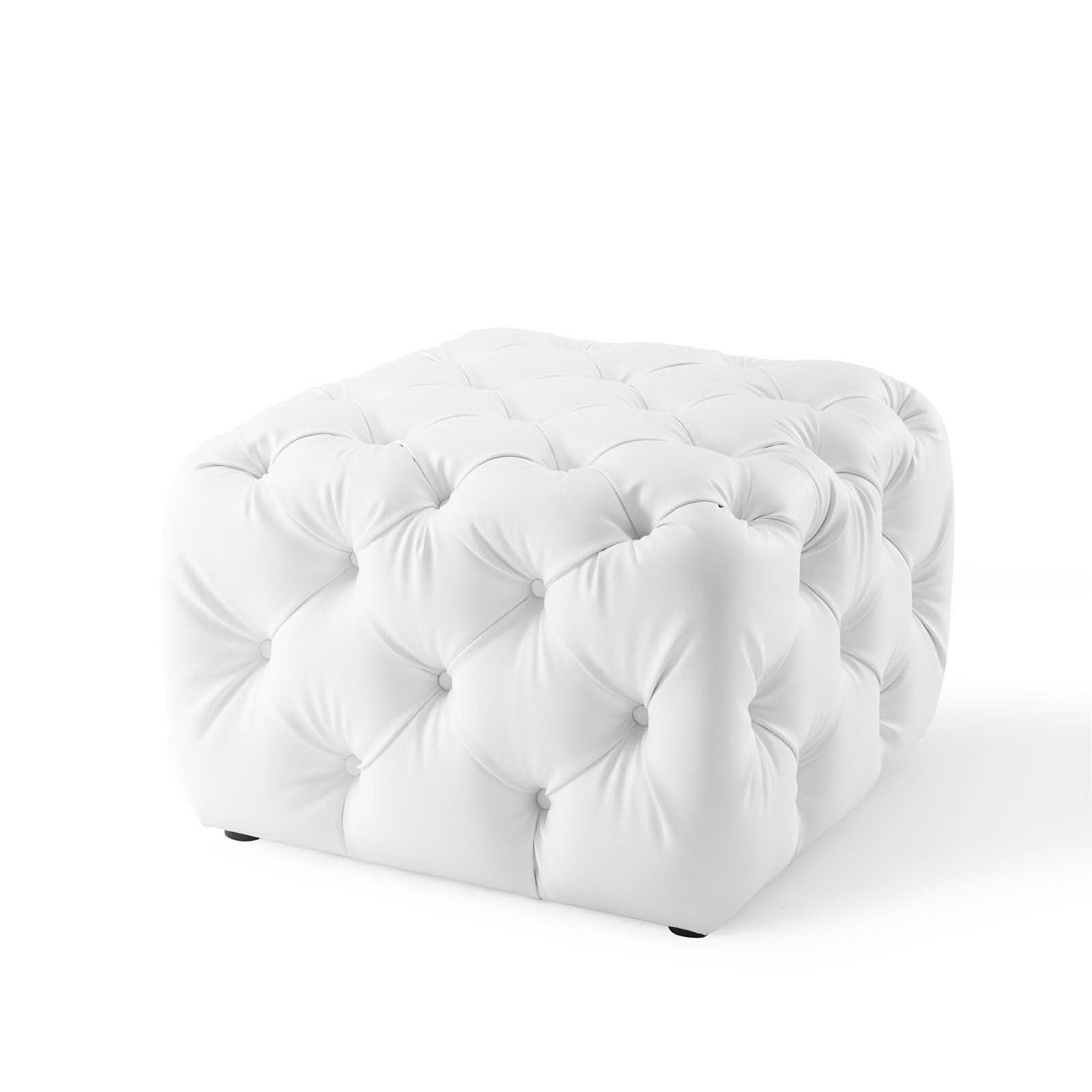 Amour Tufted Button Square Faux Leather Ottoman by Modway