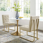 Privy Gold Stainless Steel Upholstered Fabric Dining Accent Chair Set of 2 by Modway