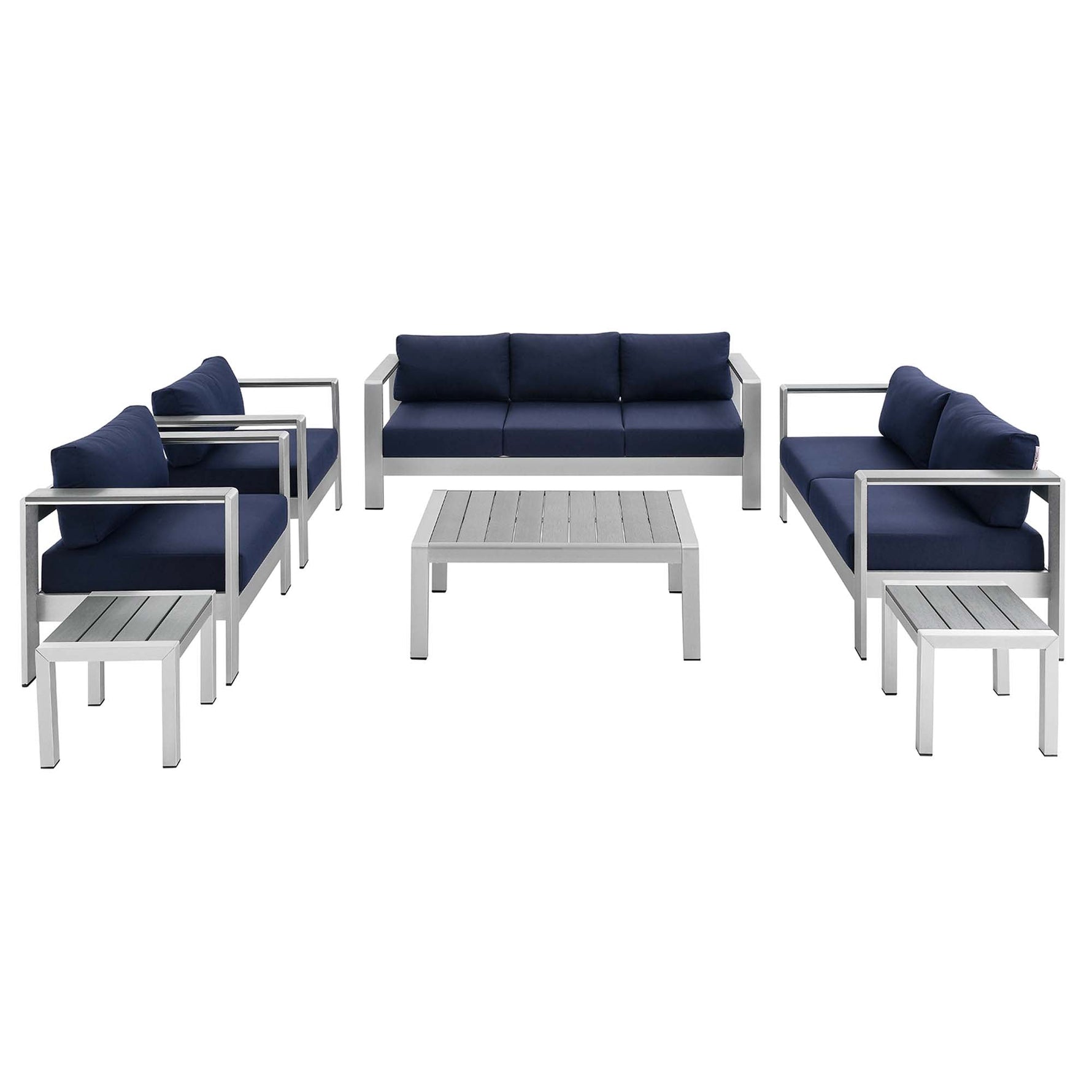 Shore 7 Piece Sunbrella Fabric Outdoor Patio Aluminum Set by Modway