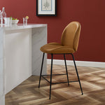 Scoop Black Powder Coated Steel Leg Vegan Leather Counter Stool by Modway