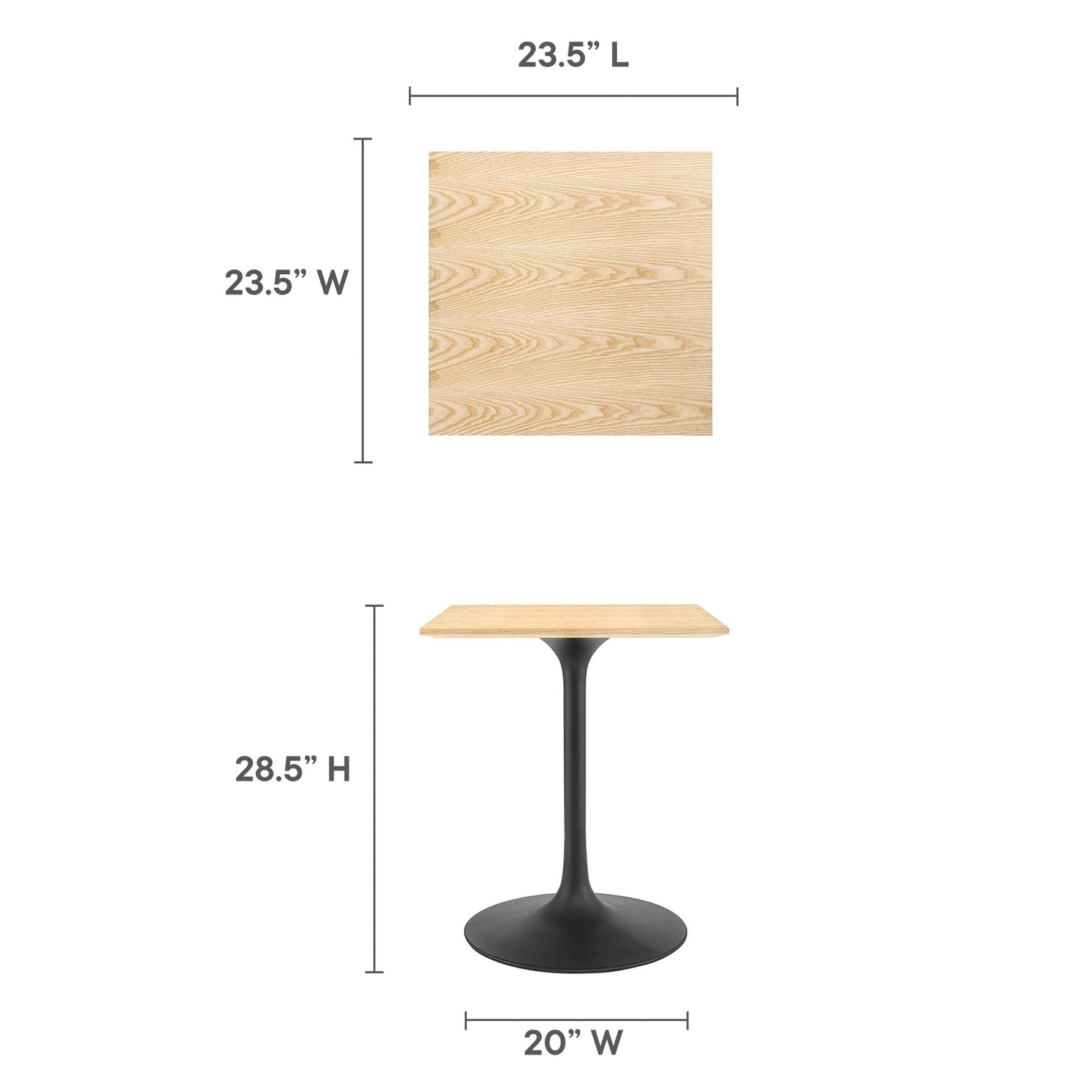 Lippa 24" Square Wood Dining Table by Modway