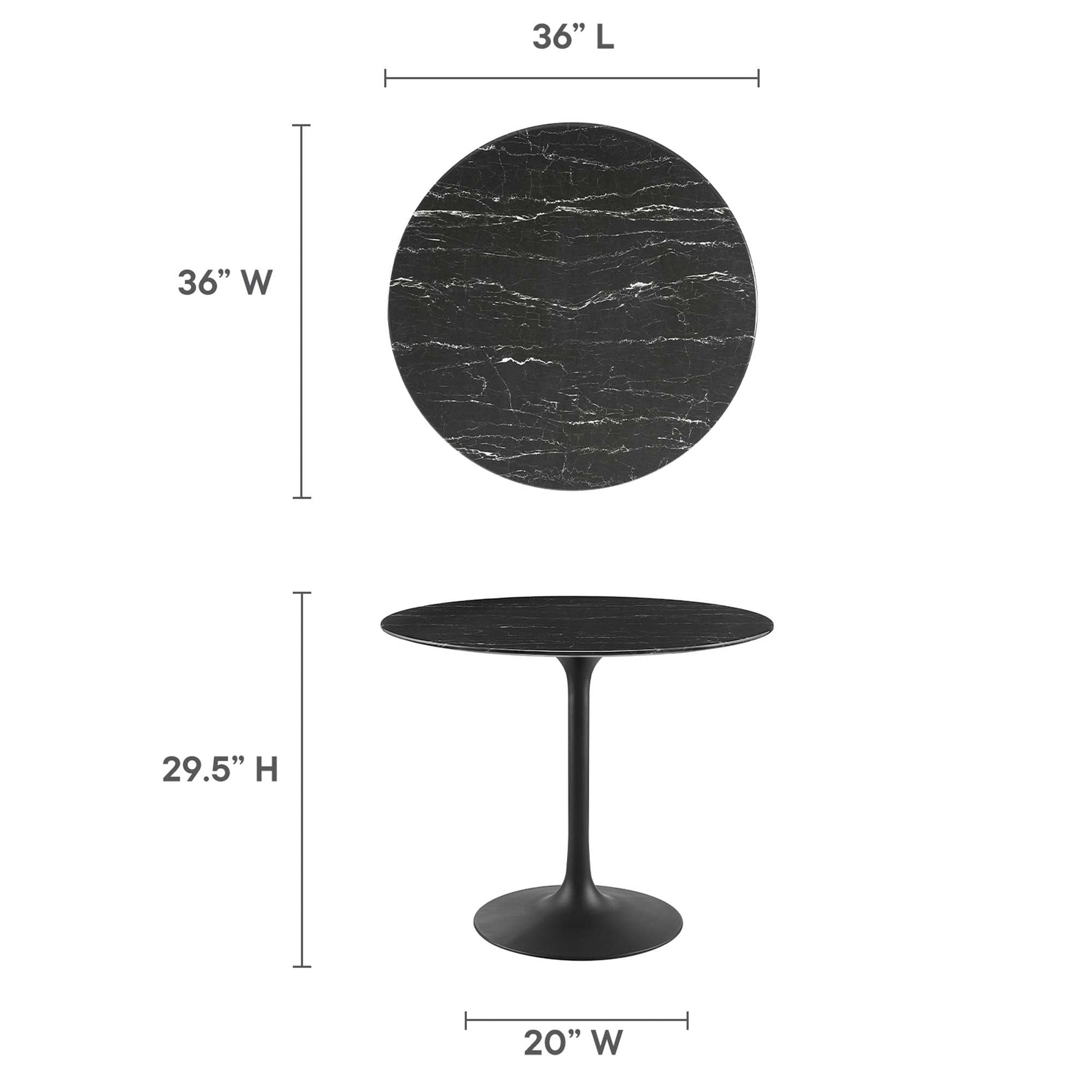 Lippa 36" Round Faux Marble Dining Table by Modway