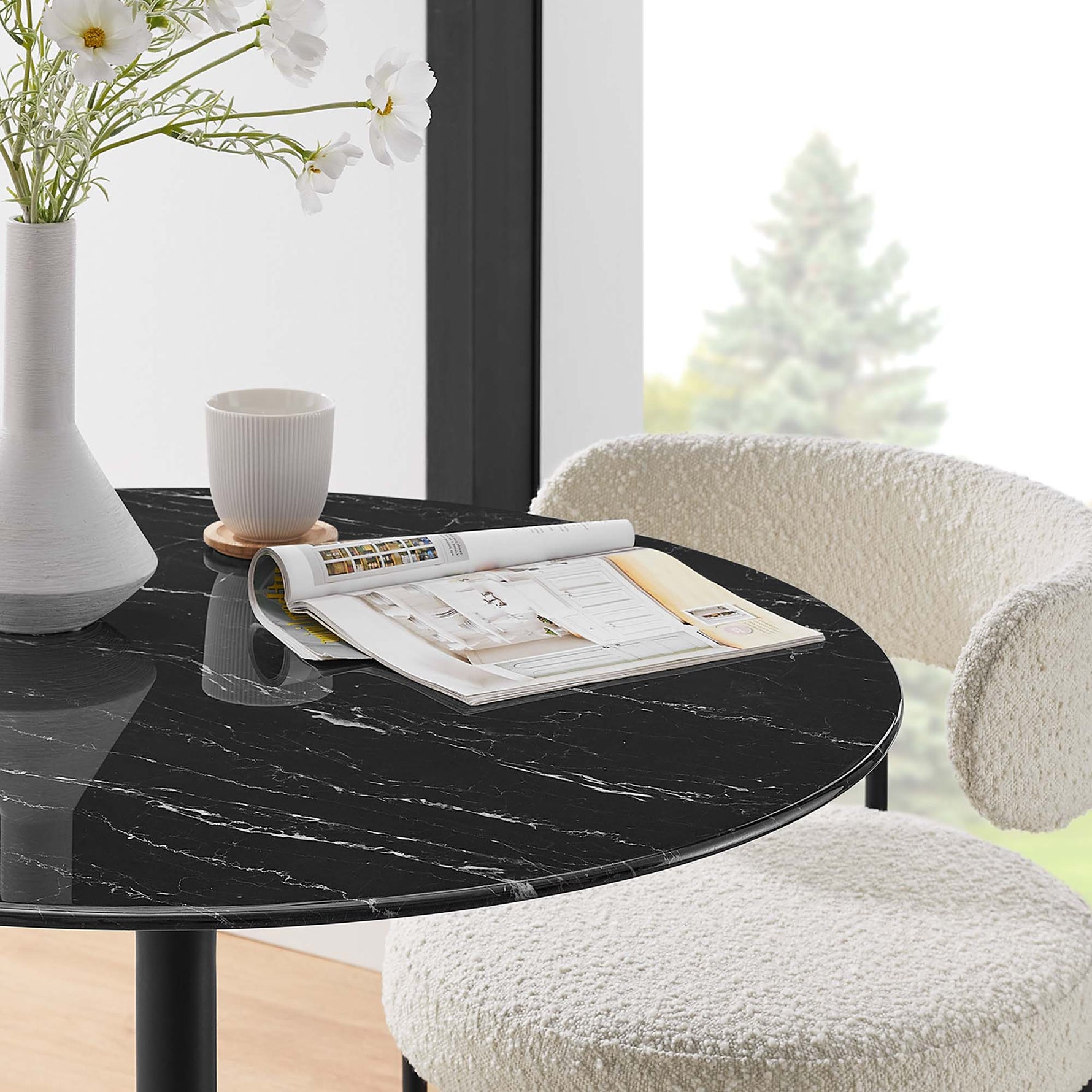 Lippa 36" Round Faux Marble Dining Table by Modway
