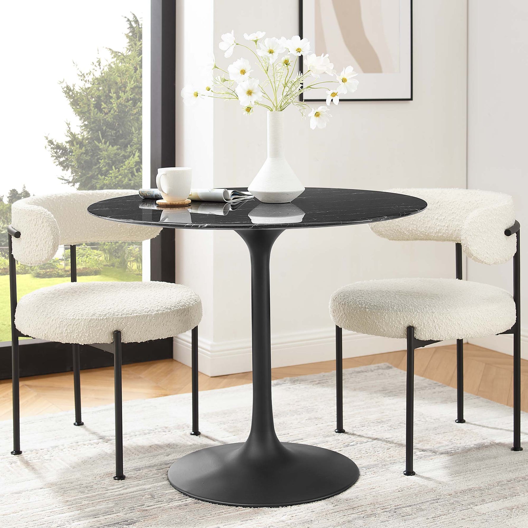 Lippa 36" Round Faux Marble Dining Table by Modway