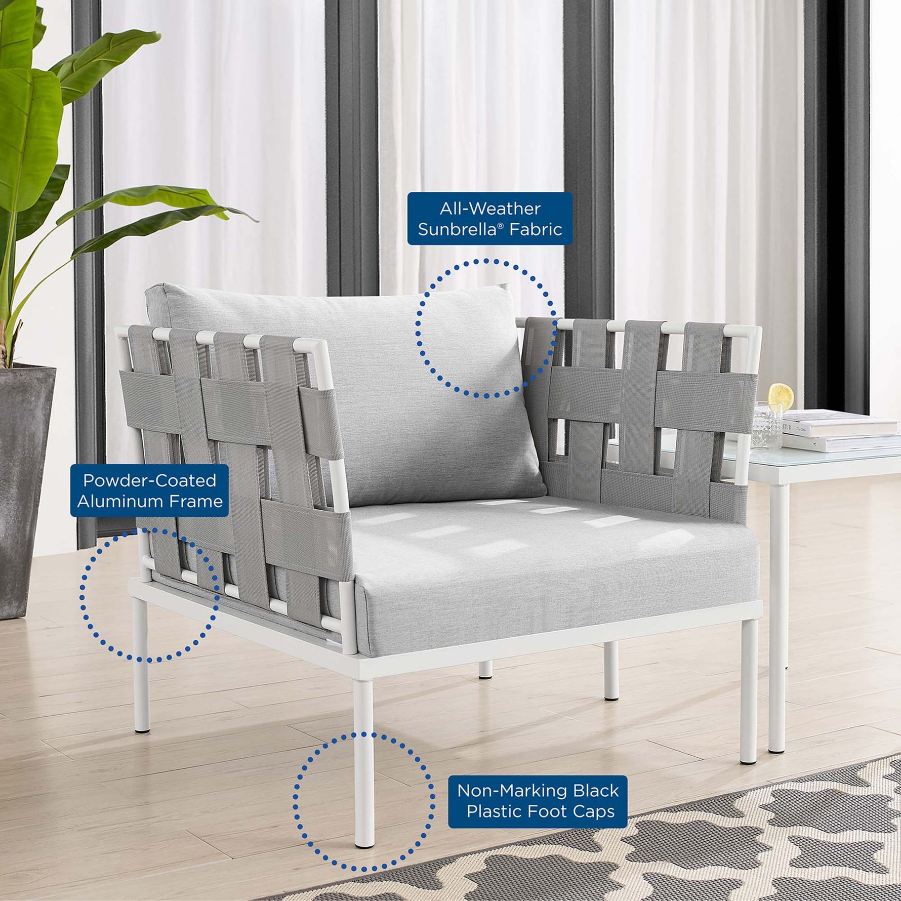 Harmony Sunbrella Outdoor Patio Aluminum Armchair by Modway
