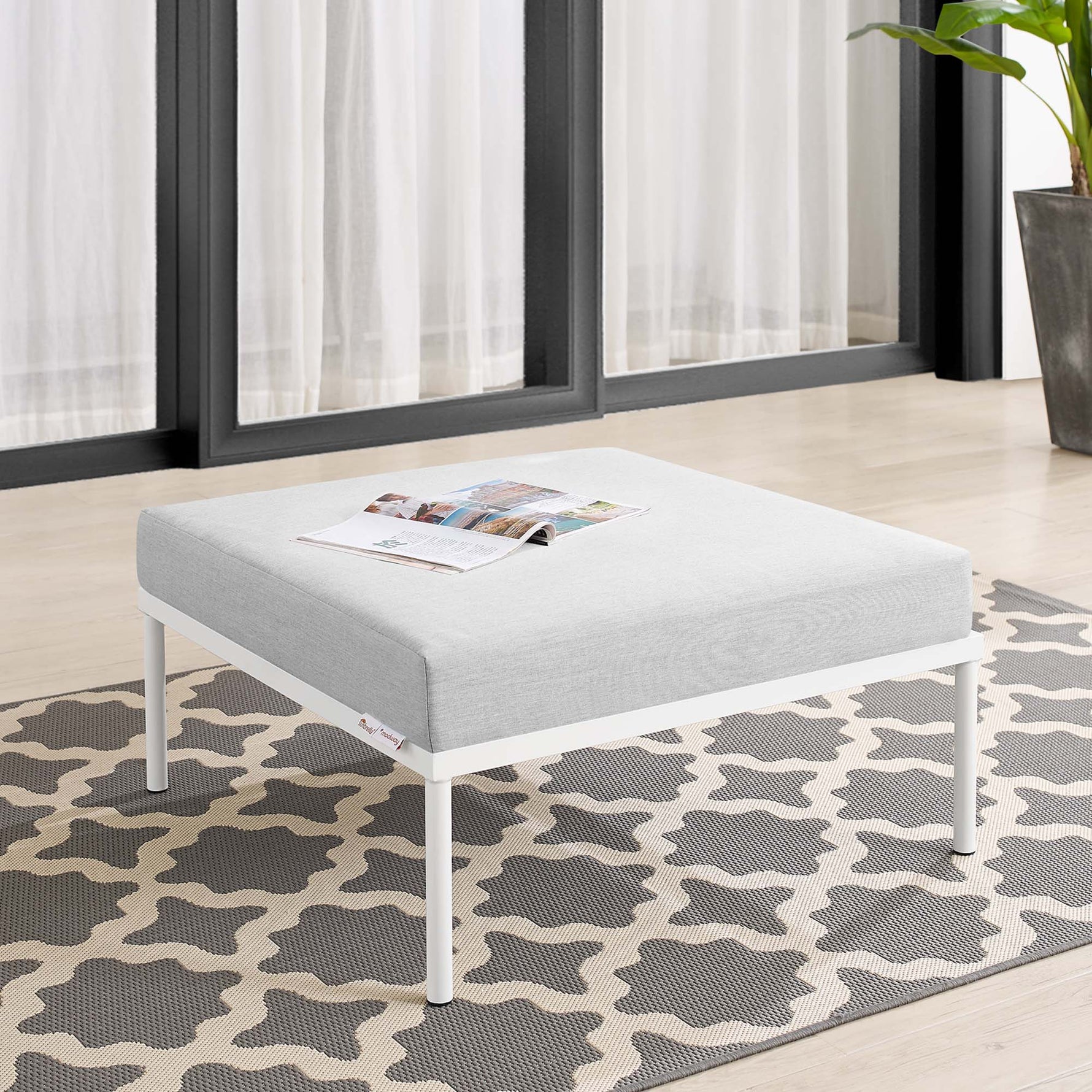 Harmony Sunbrella Outdoor Patio Aluminum Ottoman by Modway