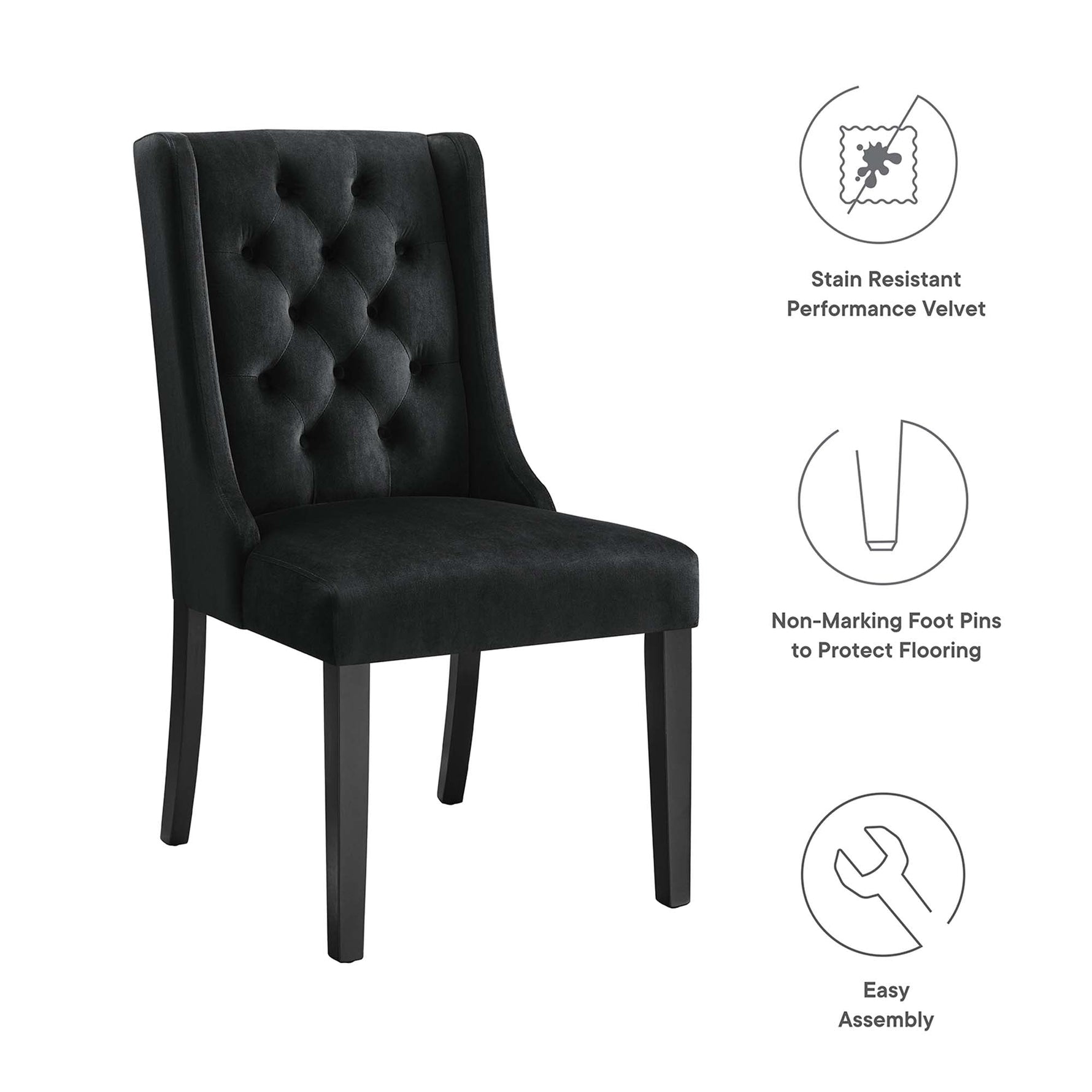 Baronet Performance Velvet Dining Chairs Set of 2 by Modway
