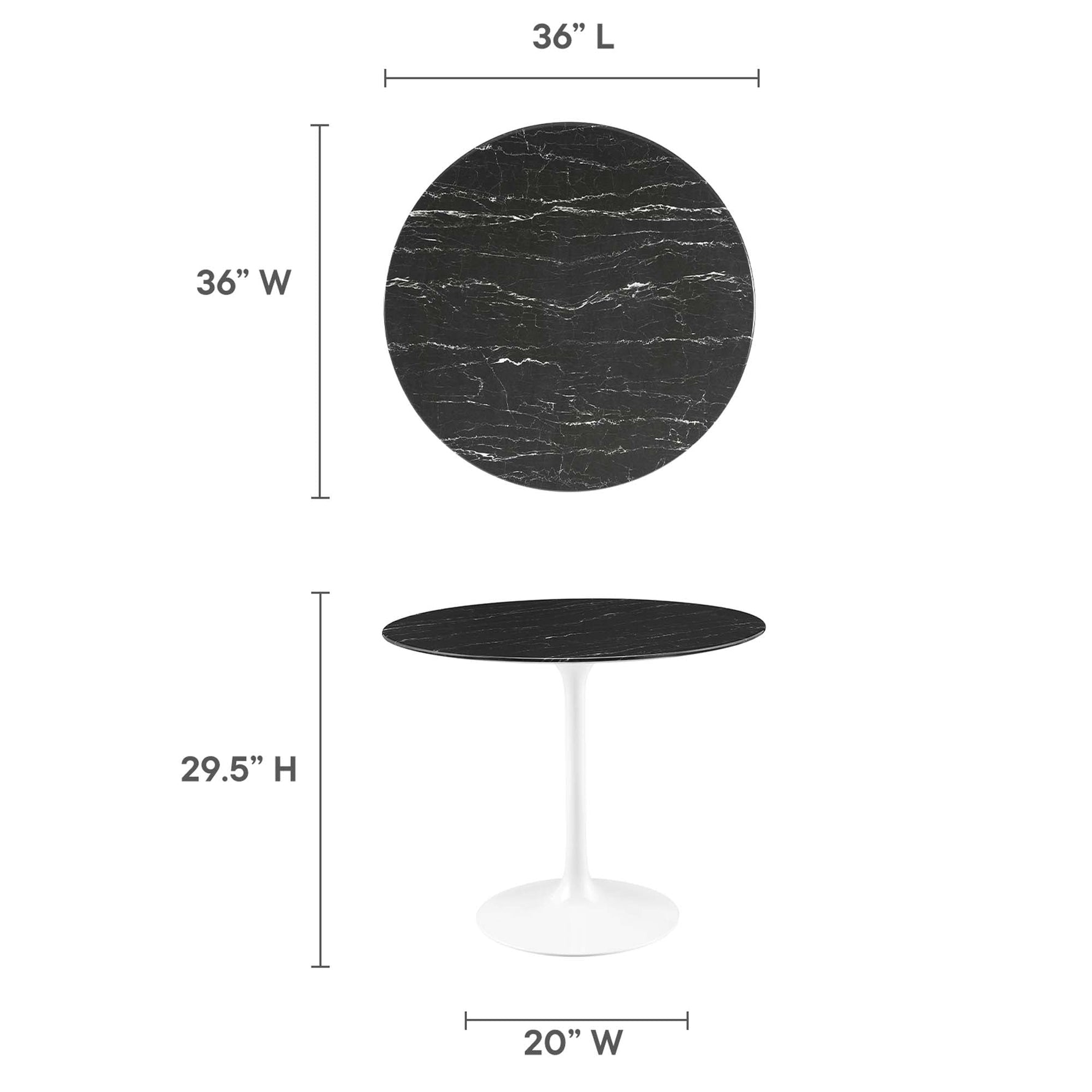 Lippa 36" Round Faux Marble Dining Table by Modway