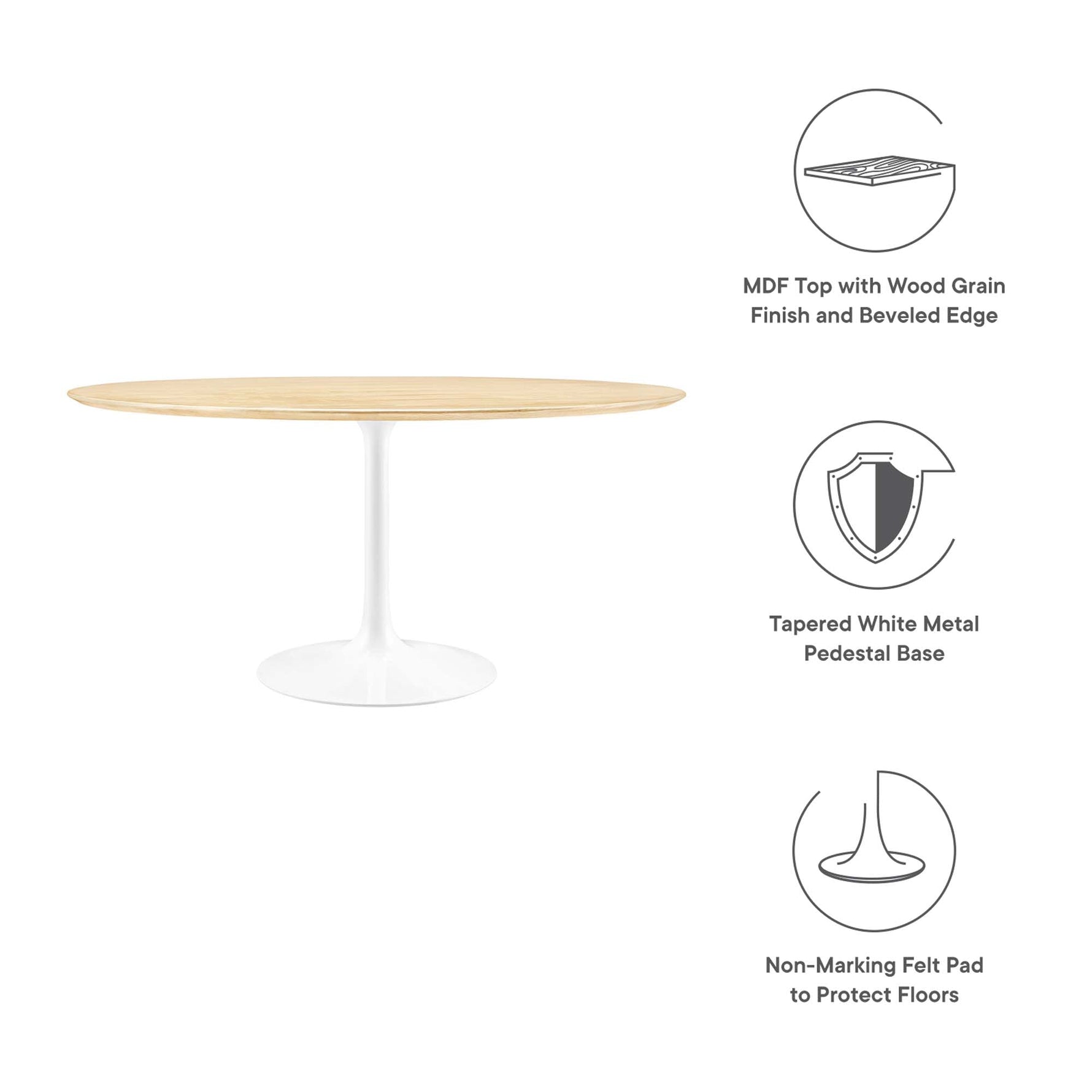 Lippa 60" Round Wood Dining Table by Modway
