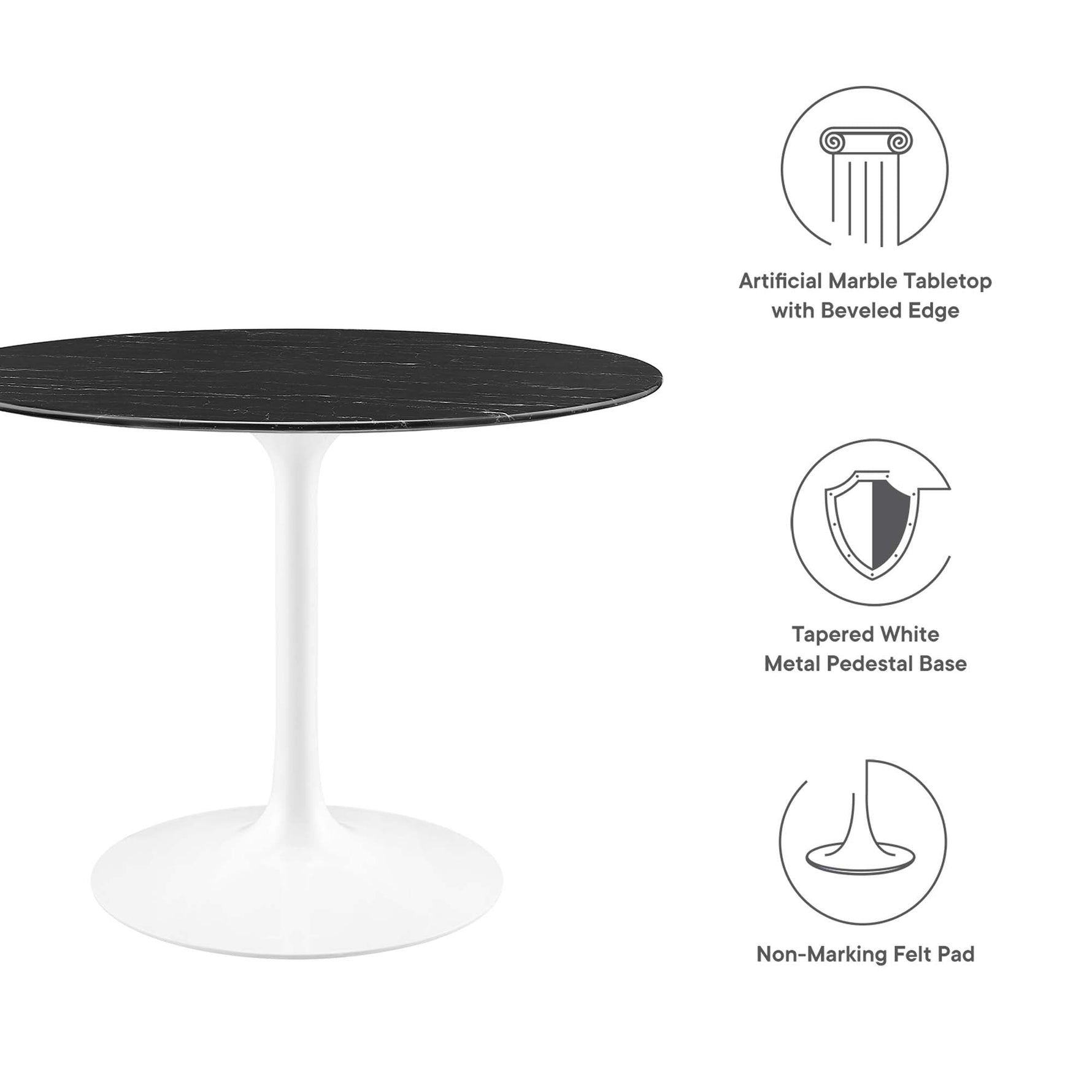 Lippa 40" Round Faux Marble Dining Table by Modway