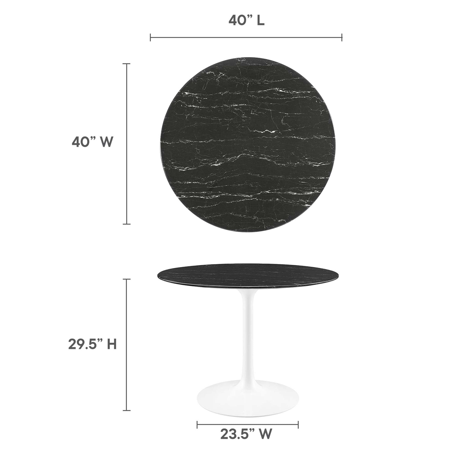 Lippa 40" Round Faux Marble Dining Table by Modway