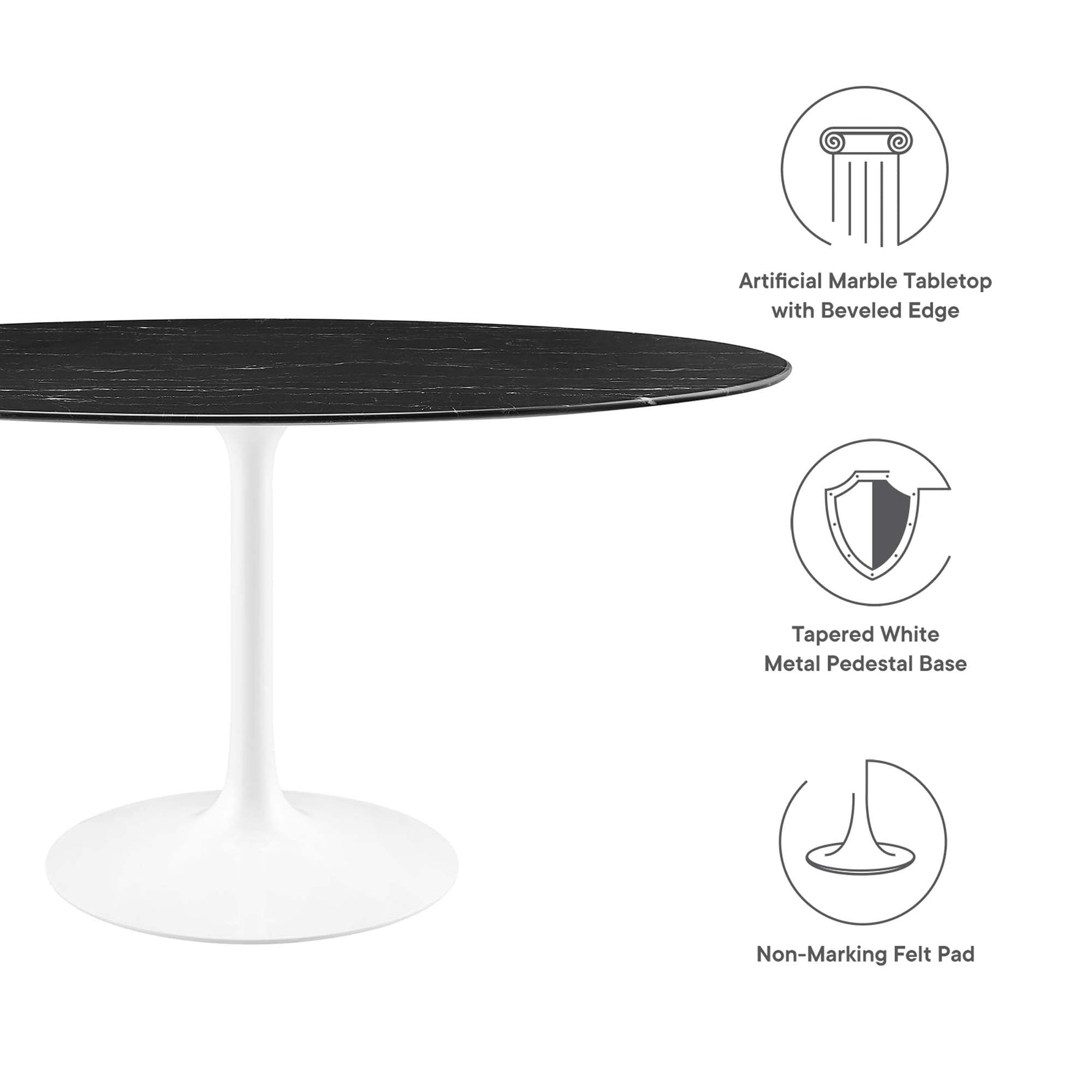 Lippa 60" Oval Faux Marble Dining Table by Modway