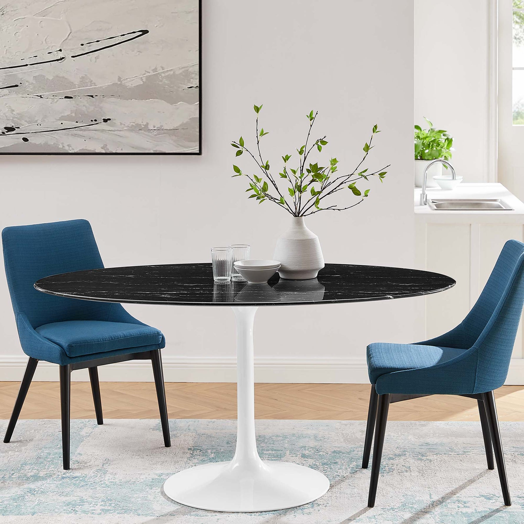 Lippa 60" Oval Faux Marble Dining Table by Modway
