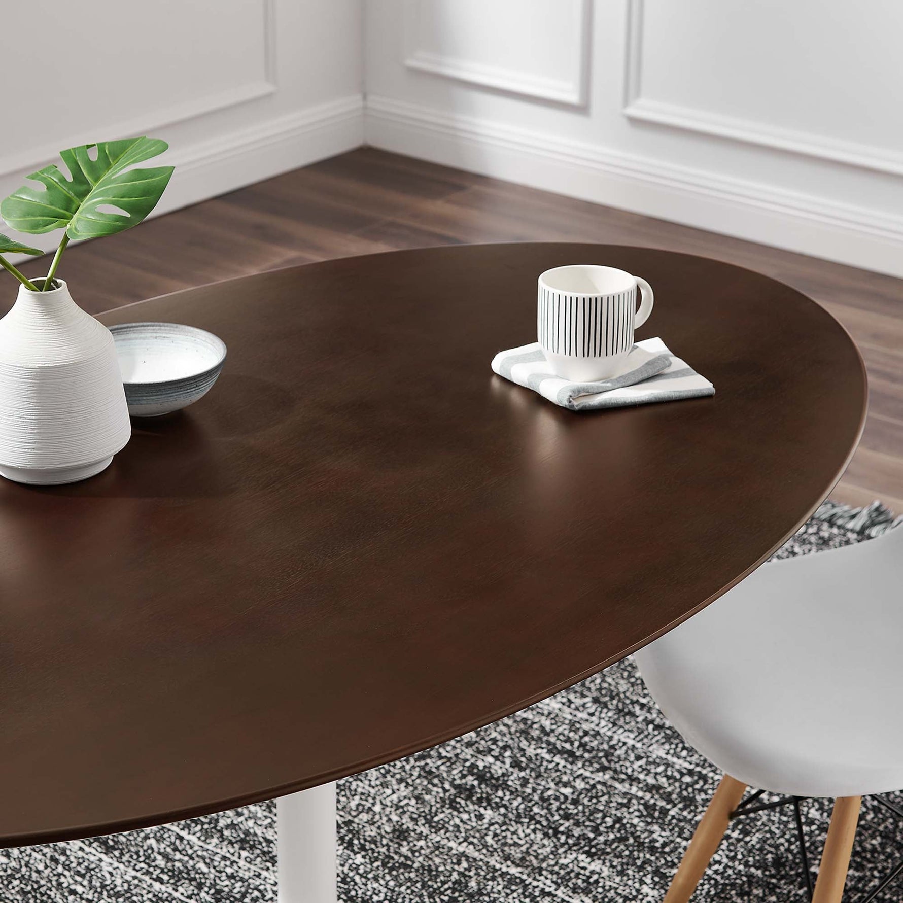 Lippa 60" Oval Cherry Walnut Wood Dining Table by Modway