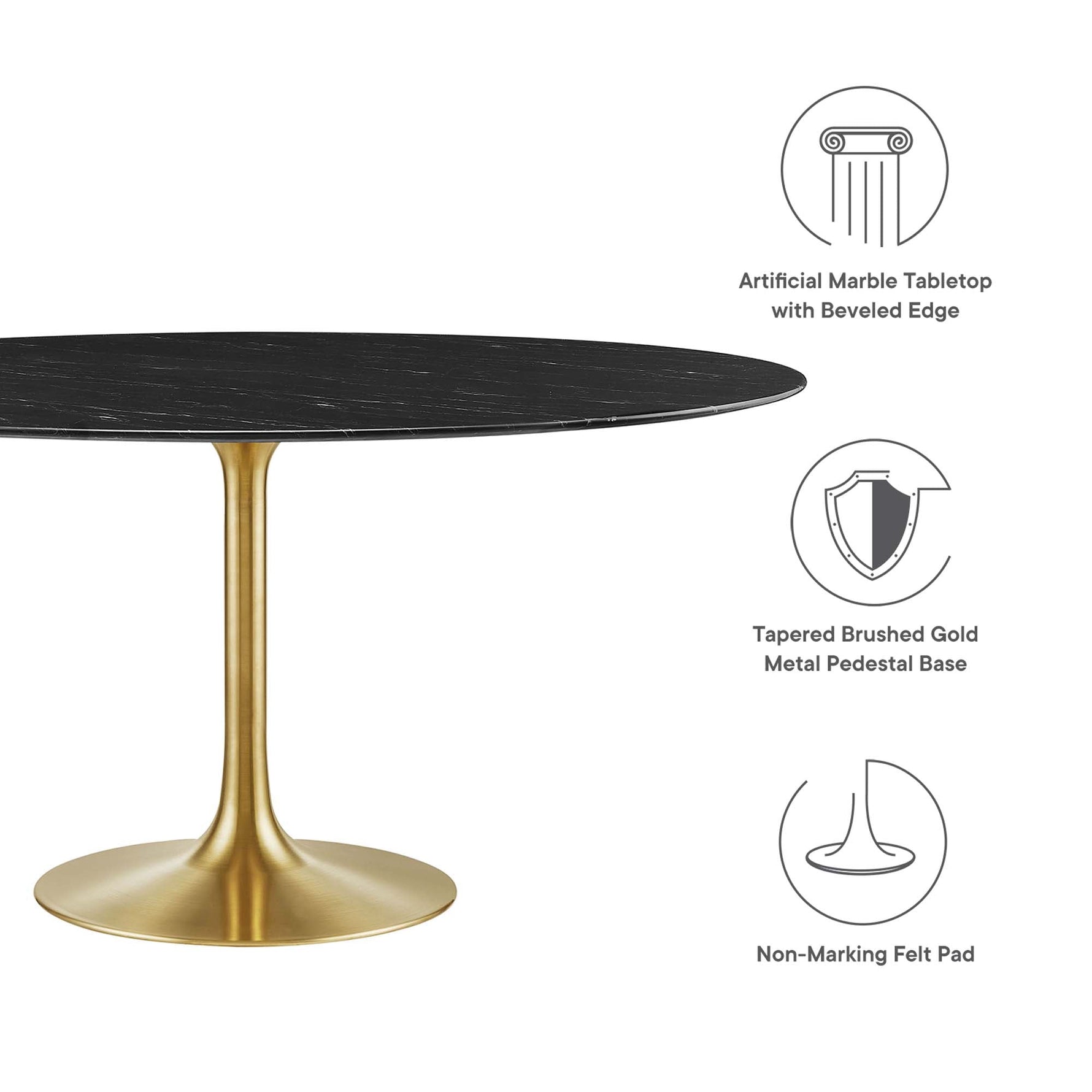 Lippa 60" Round Faux Marble Dining Table by Modway