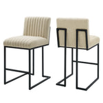 Indulge Channel Tufted Fabric Counter Stools Set of 2 by Modway
