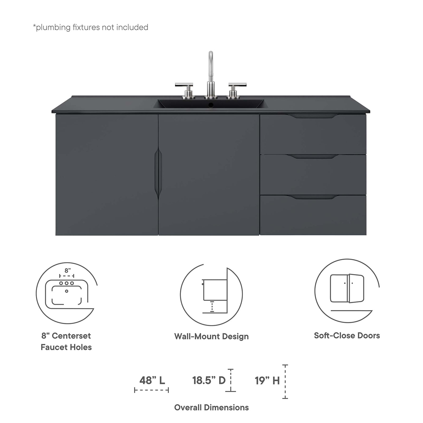 Vitality 48" Single Sink Bathroom Vanity by Modway