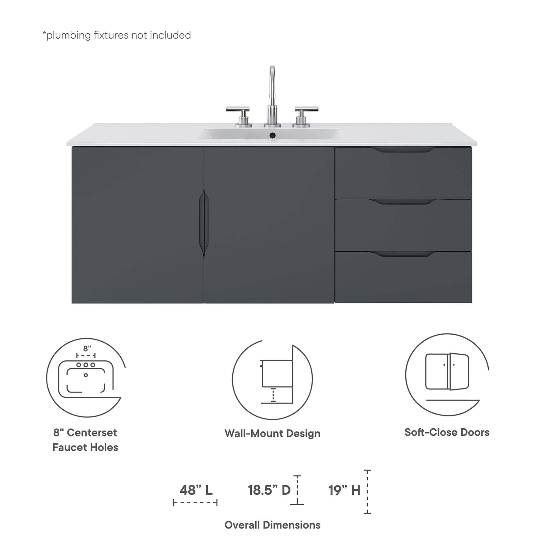 Vitality 48" Single Sink Bathroom Vanity by Modway
