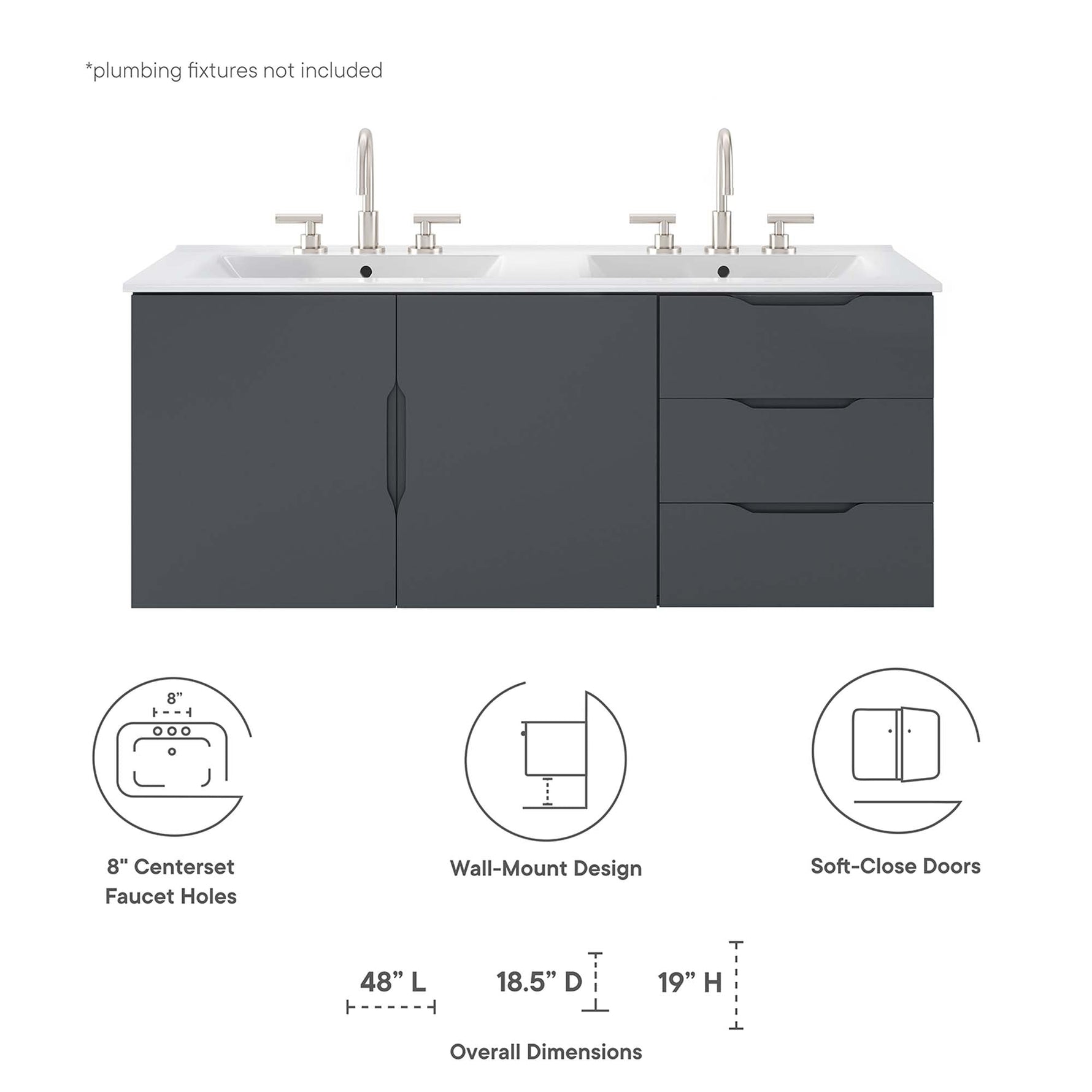 Vitality 48" Double Sink Bathroom Vanity by Modway