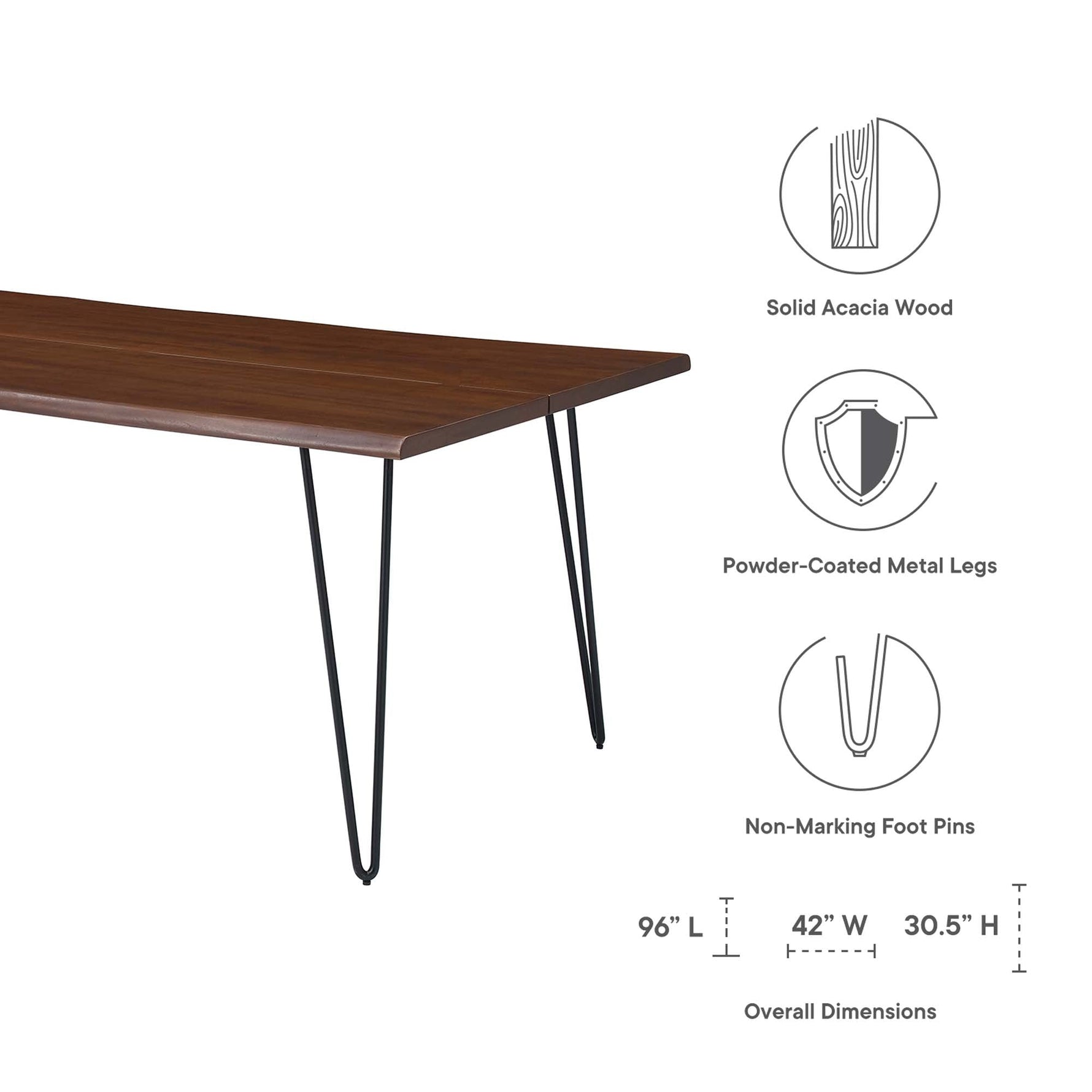 Ardor 96" Live Edge Acacia Wood Dining Table by Modway