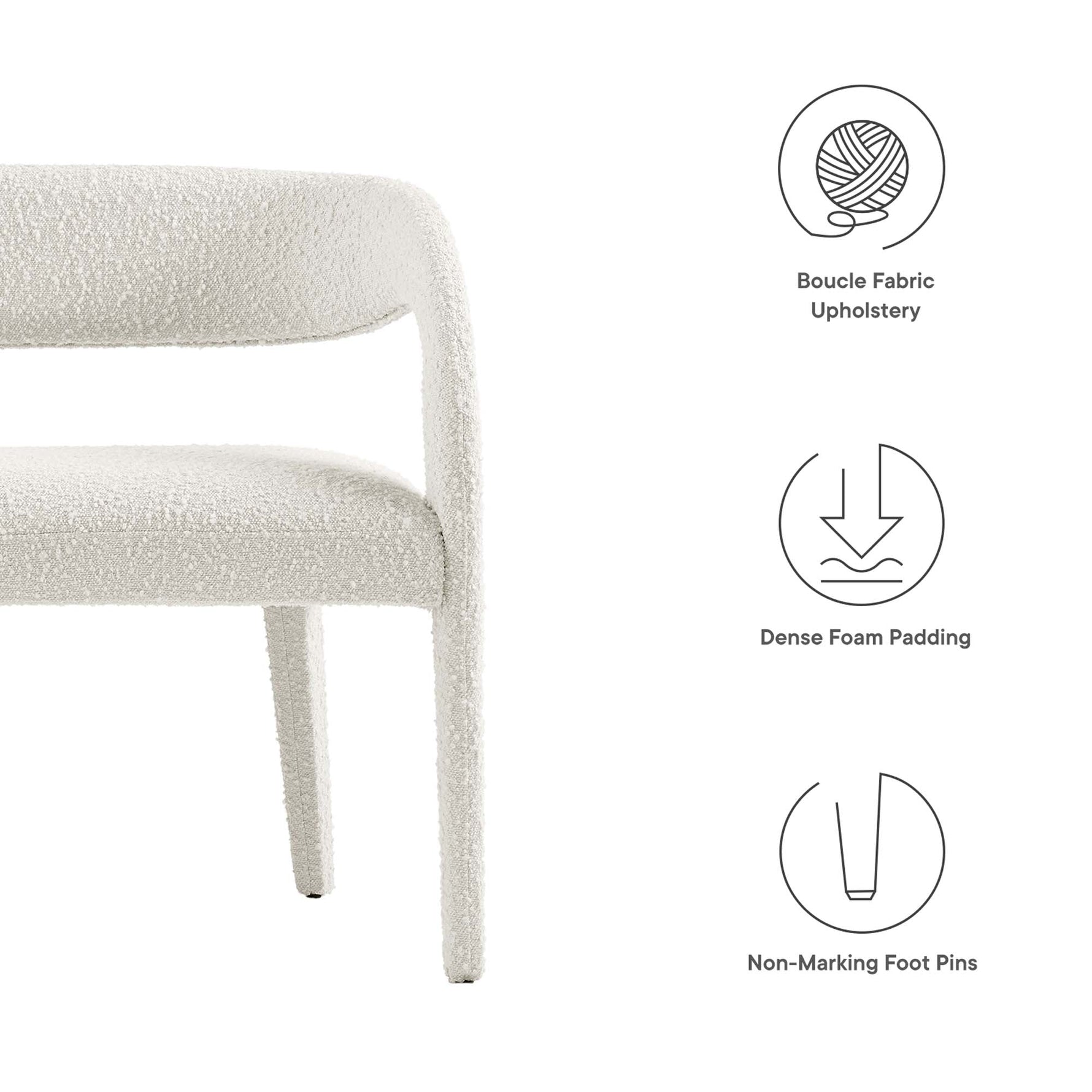 Pinnacle Boucle Fabric Accent Bench by Modway